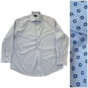 Mens Esquire Slim Fit Size 16.5 32/33 Long Sleeve Dress Shirt Dots Blue